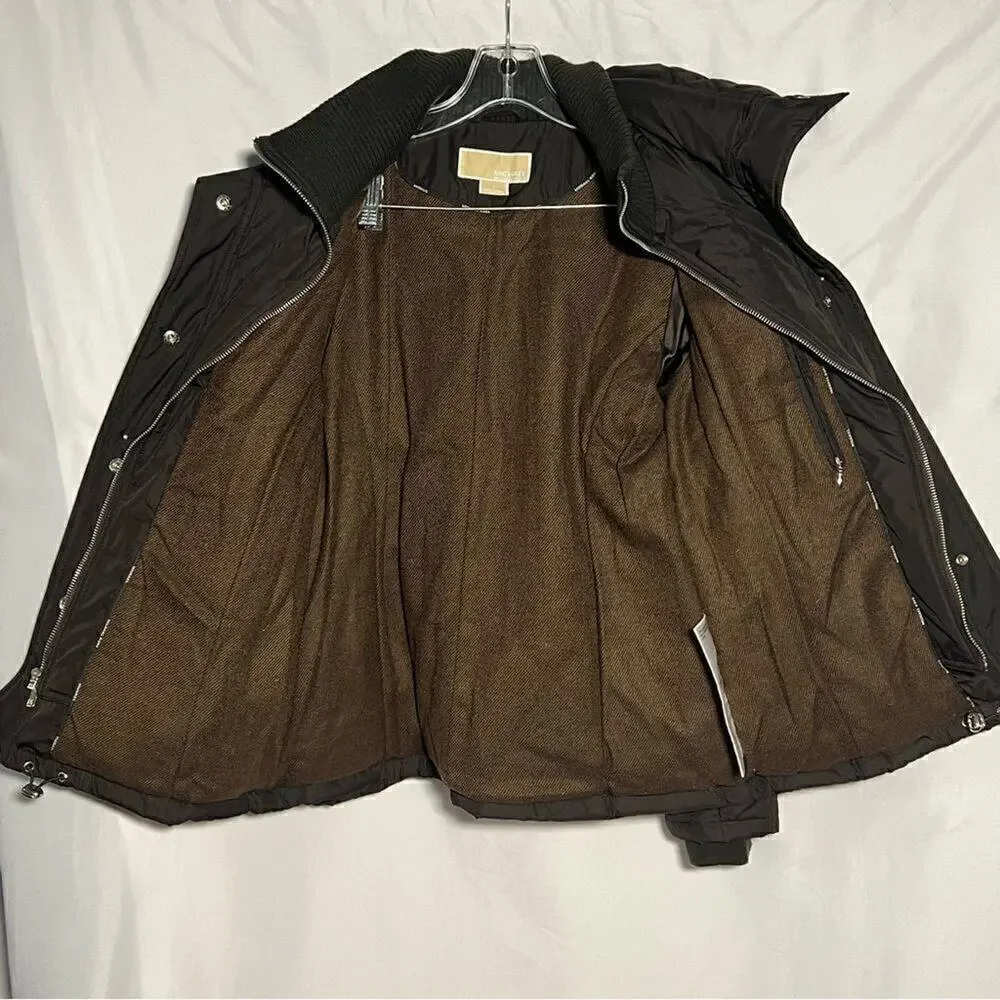 Michael Kors Down Waterfowl Puffer Jacket Brown Winter Snow Coat Womens‎ S